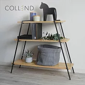 【日本COLLEND】IRON 實木鋼製三層置物架- 淺棕
