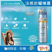 日本Ajuste愛伽絲-全身用防近紅外線SPF50+/PA++++植萃保濕-8℃冰涼感防曬噴霧200g/罐 皂香(藍)
