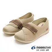 MOONSTAR Pastel 輕量寬楦安全介護鞋 JP22 卡其