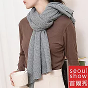 seoul show首爾秀 金釦針織保暖圍巾百變多用斗篷披肩  灰色