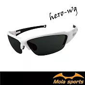 MOLA摩拉 運動太陽眼鏡 UV400 男女 白色 灰色鏡片 鼻墊可調整 防紫外線 Hero-wg
