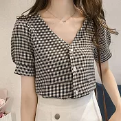 【BJ COLLECTION】日系經典款格子上衣BJC30010 (2色) M 黑色