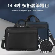 14.4吋 城市行者 商務氣囊抗震手提電腦包 大容量防潑水 肩背休閒筆電包  海軍深藍