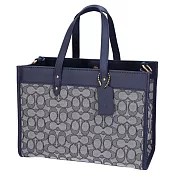 COACH 皮革織布拼接兩用包-深藍