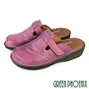 【GREEN PHOENIX】女 穆勒鞋 前包後空 包頭拖鞋 半拖鞋 懶人拖鞋 厚底 台灣製 EU36 紫色