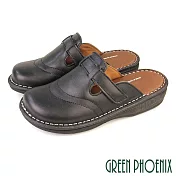 【GREEN PHOENIX】女 穆勒鞋 前包後空 包頭拖鞋 半拖鞋 懶人拖鞋 厚底 臺灣製 EU36 黑色