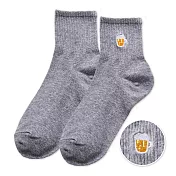 【ONEDER旺達棉品】韓系電繡2/2中統羅紋襪 柔棉刺繡襪 台灣製棉襪- 灰色(啤酒) GK-A402