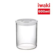 【iwaki】日本品牌耐熱玻璃微波密封保鮮罐 圓形白蓋-600ml(原廠總代理)