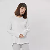 好我_素面秋冬衣著長袖寬版女T 復古白