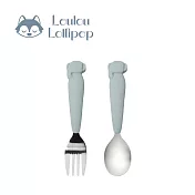Loulou Lollipop 動物造型 兒童304不鏽鋼叉匙組 -  快樂小象
