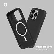 犀牛盾 iPhone 15 Pro (6.1吋) SolidSuit (MagSafe 兼容) 防摔背蓋手機保護殼- 經典黑