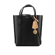 TORY BURCH Perry 荔枝皮革三層迷你托特包 (黑色)