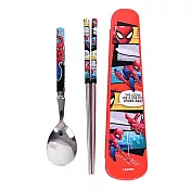 迪士尼 漫威英雄 3件環保餐具真空組 筷子 湯匙 收納盒 蜘蛛人