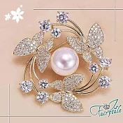 【伊飾童話】紛飛蝴蝶＊珍珠水鑽別針胸針/金