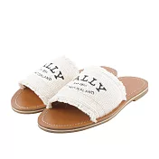 BALLY Bianka Logo 刺繡平底拖鞋 (36)(骨白色)