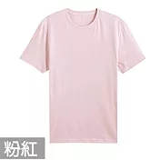 【男人幫】SL004＊純棉/精梳棉領口加厚圓領短袖素面T恤 XS 粉紅