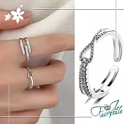 【伊飾童話】交錯打結＊碎鑽開口彈性戒指/銀