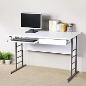 《Homelike》馬克120cm書桌-白色加厚桌面(附抽屜.鍵盤架)