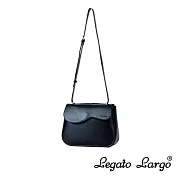 Legato Largo Lusso 波浪花邊翻蓋式 隨身斜背包- 黑色