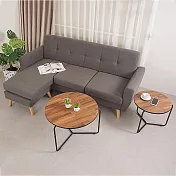 《Homelike》德姆斯沙發茶几三件組(二色) 布沙發 L型沙發 圓桌- 柚木紋