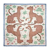 Hermes 愛馬仕 Les Leopards 140 cm 真絲方巾 薰衣草藍/淺棕/薄荷