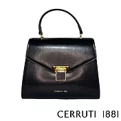 【Cerruti 1881】限量2折 義大利頂級小牛皮手提包肩背包 全新專櫃展示品(黑色 CEBA05997M)