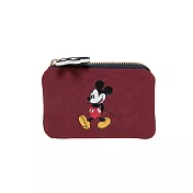 【Disney】米奇-休閒米奇-票卡零錢包-酒紅 PTD22-C6-22WI