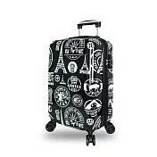DF travel - 環遊世界系列TSA海關密碼鎖24吋PC行李箱-共3色 黑色