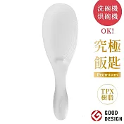 日本製MARNA米達人PRM大究極飯匙K-674(不沾黏TPX樹脂;長22cm&超薄;平放不著地/背面支撐架;適4人份以上電鍋;可機洗)飯勺子  半透明