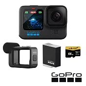 【GoPro】HERO 12 Vlog專業輕裝套組 (HERO12單機+媒體模組+Enduro原廠充電電池+64G記憶卡) 正成公司貨