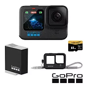 【GoPro】HERO 12 新手必備套組 (HERO12單機+護套+繫繩+Enduro原廠充電電池+64G記憶卡) 正成公司貨 黑
