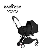 Babyzen 法國 YOYO Bassinet 0+新生兒睡籃推車(含車架) - 白色車架+黑色睡籃