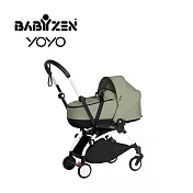 Babyzen 法國 YOYO Bassinet 0+新生兒睡籃推車(含車架) - 白色車架+橄欖綠睡籃