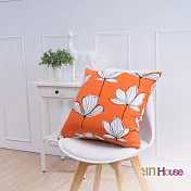 IN-HOUSE-簡約系列抱枕-手繪葉脈-橘(50x50cm)/1入