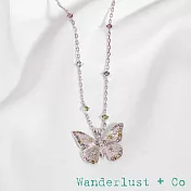 Wanderlust+Co 澳洲品牌 水晶蝴蝶項鍊 彩鑽銀色項鍊 Butterfly Rainbow