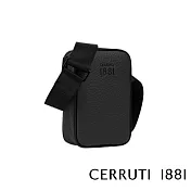 【Cerruti 1881】限量2折 義大利頂級小牛皮側背包肩背包 全新專櫃展示品(黑色 CEBO05761M)