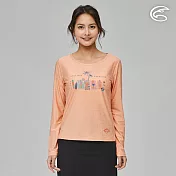 ADISI 女浪花洞洞長袖圓領透氣圖T AL2311017 (S-2XL)|輕量 吸濕排汗 快乾 透氣網洞 彈性柔軟 排汗衣 L 杏黃蜜桃