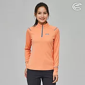 ADISI 女SUNCOOL抑菌半門襟長袖排汗衣(連袖) AL2311032 (S-XL)｜防曬 抗UV 抗菌 除臭 吸濕排汗 快乾 彈性 S 杏黃蜜桃