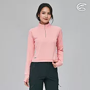 ADISI 女SUNCOOL抑菌半門襟短版長袖排汗衣AL2311033 (S-XL)｜防曬 抗UV 抗菌 除臭 吸濕排汗 快乾 彈性 M 紅心石榴