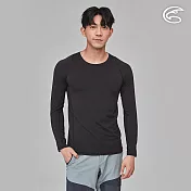 ADISI 男Tactel Pro長袖快乾排汗圓領上衣AL2391059 (S-2XL)｜防曬 抗UV 透氣 吸濕排汗 快乾 彈性 輕量 S 黑色