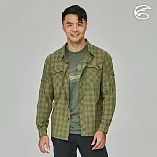 ADISI 男N66四面彈透氣速乾長袖格紋襯衫AL2311066 (M-2XL)｜防曬 抗UV 排汗 快乾 彈性 四向彈 M 苔綠格