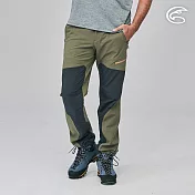 ADISI 男四面超彈耐磨拼接登山長褲AP2311137 (S-2XL)｜拼接褲 登山褲 工作褲 四面彈 防潑水 快乾 M 棕綠/碳黑