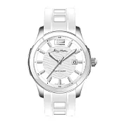 RHYTHM 麗聲 簡單街頭潮流三針日期顯示時尚光動能手錶-ES1402R 白色款