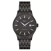 RHYTHM 麗聲 時尚紳士商務簡約款不鏽鋼光動能手錶-ES1404 黑框黑底
