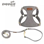 puppytie M 純色 烟灰色 寵物胸背帶+牽繩 | 狗狗胸背 狗牽繩 貓胸背 貓牽繩 防暴衝胸背帶