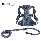 puppytie M 三角標 水洗牛仔藍 寵物胸背帶+牽繩 | 狗狗胸背 狗牽繩 貓胸背 貓牽繩 防暴衝胸背帶