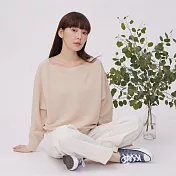 好我_Bambi飛鼠寬袖一字領橫紋針織衫  奶茶