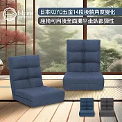 E-home Haruki春樹日規布面椅背14段KOYO翻折腳墊附抱枕和室椅-兩色可選 灰色