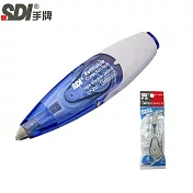 【SDI 手牌】i-Push 輕鬆按修正帶+內帶組合(1盒正帶+2盒內帶) 5mm 藍