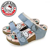 【HELLO KITTY】女 拖鞋 厚底拖鞋 楔型拖鞋 輕量 凱蒂貓 臺灣製 JP22.5 藍色